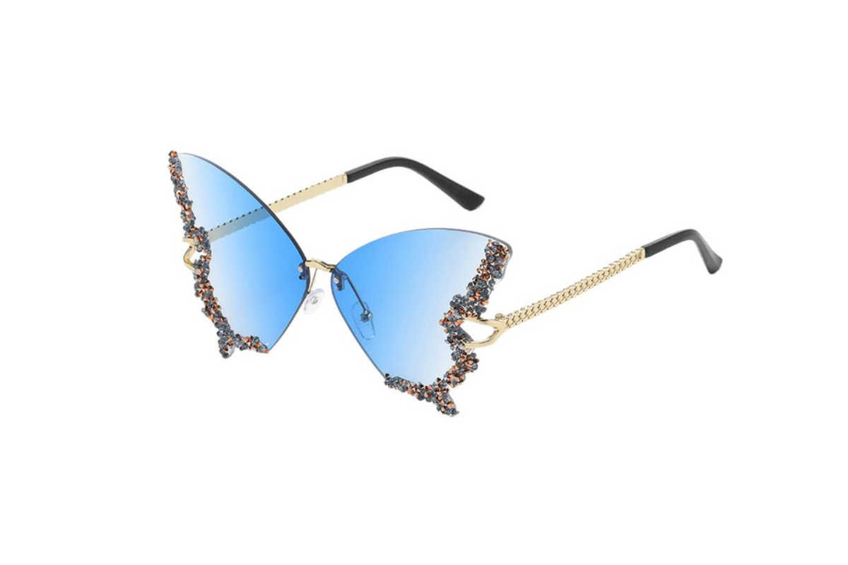 Sugar Venom Lady Butterfly Blue Sunglasses